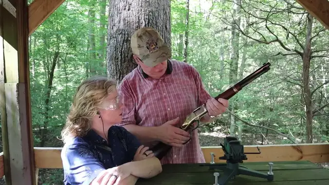 'Video thumbnail for Double Eagle Gunworks LLC.  Carla shoots a Henry Lever Action rifle and a Ruger American Predator.'