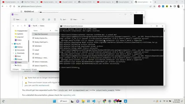 Video thumbnail for Python 3 Spleeter Library Tutorial to Remove Vocals & Music From MP3 Song Using Tensorflow