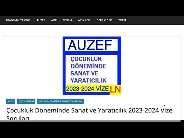 Video thumbnail for Auzef Çocukluk Döneminde Sanat ve Yaratıcılık 2024 Vize Soruları