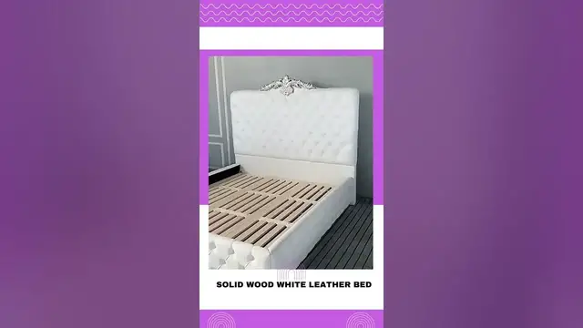 Video thumbnail for Luxury Meets Durability: Genuine White Leather Solid Wood Bed #shorts