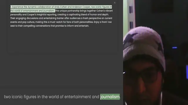 Video thumbnail for 1. Experience the dynamic collaboration of Andy Cohen and Anderson Cooper, two iconic figures in the world of entertainment and journalism. This unique partnership brings together Cohen's vibrant personality and Cooper's insightful report