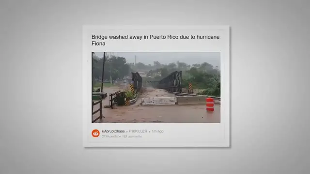 Video thumbnail for Puerto Rico Bridge Washed Away During Hurricane Fiona