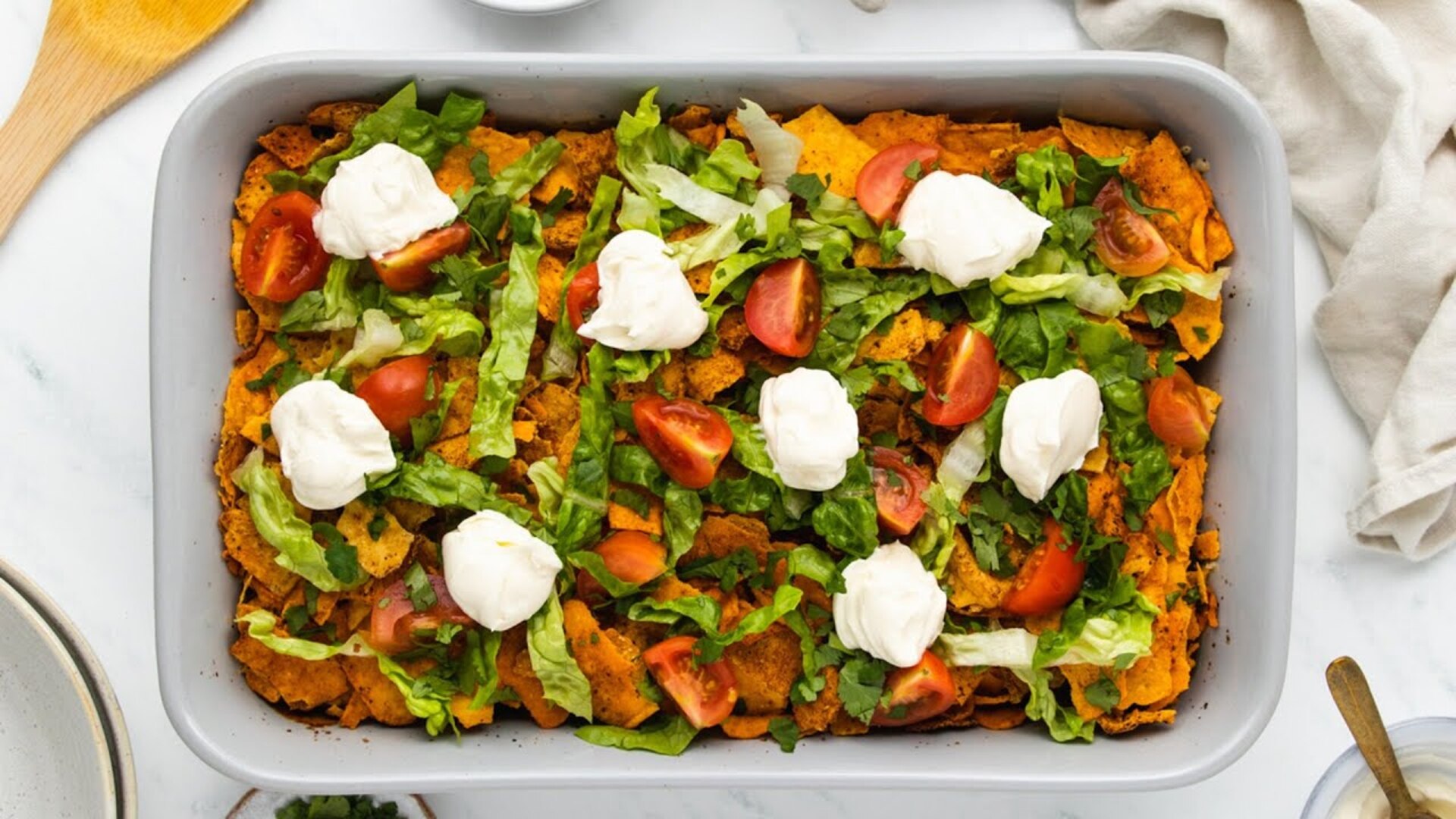 Video thumbnail for Loaded Walking Taco Casserole Recipe