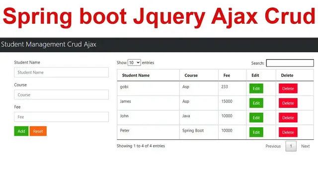 Video thumbnail for Spring boot Jquery Ajax Crud