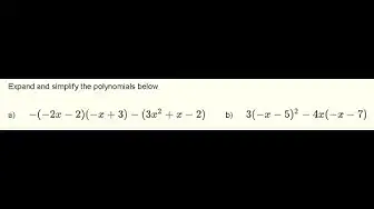 Video thumbnail for Expand and Simplify Polynomials - Grade 9
