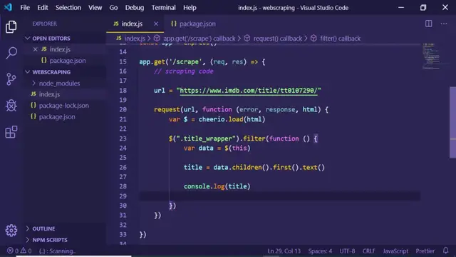 Video thumbnail for Build a Web Scraper with Node.js and Cheerio | IMDB Movie Scraper