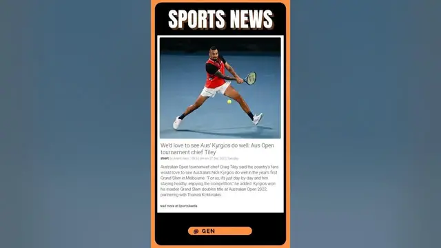 Video thumbnail for Sports News Live | Tiley Cheers on Kyrgios at Aus Open: Can He Make It to the Top? | #sports