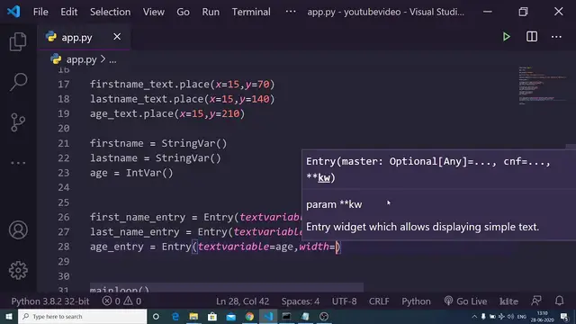 Video thumbnail for Python Tkinter GUI Script to Save Data to a Text File Full Project For Beginners