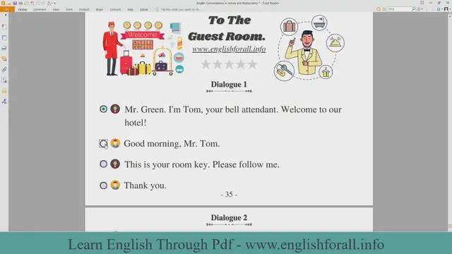 Video thumbnail for English Conversations in Hotels and Restaurants - To The Guest Room