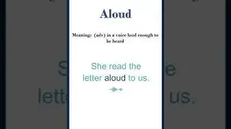 Video thumbnail for Aloud Meaning | Aloud in a Sentence | Most common words in English #Shorts