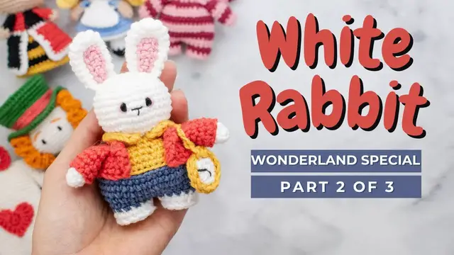 Video thumbnail for White Rabbit crochet pattern. How to crochet the white rabbit amigurumi PART 2