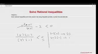 Video thumbnail for Solve Rational Inequalities Using Table of Signs