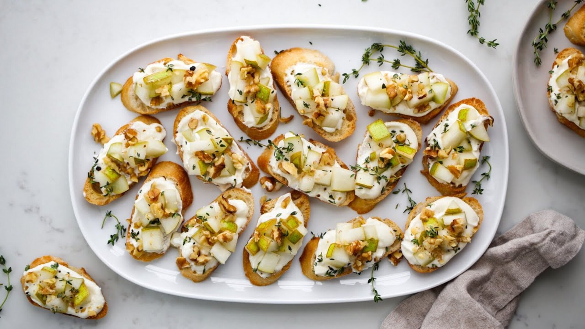 Video thumbnail for Pickled Pear Ricotta Crostini Recipe