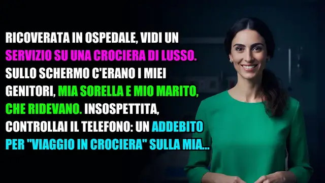 Video thumbnail for Ricoverata in ospedale, vidi un servizio su una crociera di lusso. Sullo schermo c'erano i miei…