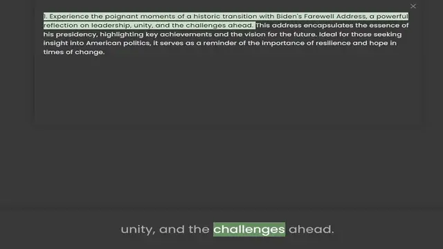 Video thumbnail for reflection on leadership, unity, and the challenges ahead. This address encapsulates the essence of his presidency, highlighting key achievements and the vision for the future. Ideal for those seeking insight into American politics, it se