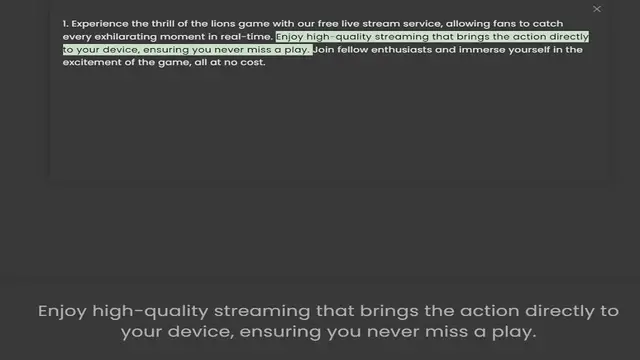 Video thumbnail for 1. Experience the thrill of the lions game with our free live stream service, allowing fans to catch every exhilarating moment in real-time. Enjoy high-quality streaming that brings the action directly to your device, ensuring you never m