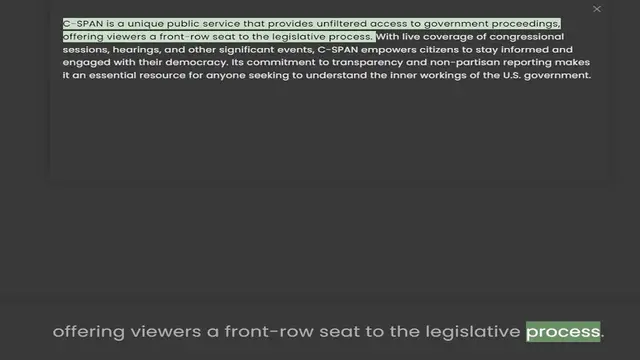 Video thumbnail for offering viewers a front-row seat to the legislative process. With live coverage of congressional sessions, hearings, and other significant events, C-SPAN empowers citizens to stay informed and engaged with their democracy. Its commitment