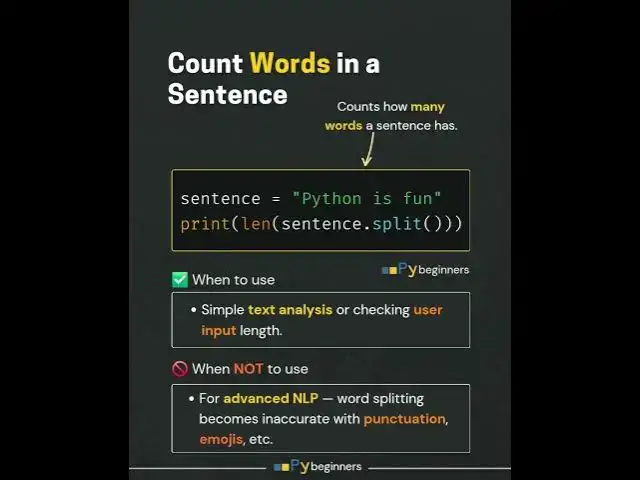 Video thumbnail for This is How to Count Words in a Sentence in Python #python #pybeginners #cprogramming