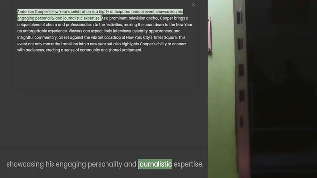 Video thumbnail for engaging personality and journalistic expertise. As a prominent television anchor, Cooper brings a unique blend of charm and professionalism to the festivities, making the countdown to the New Year an unforgettable experience. Viewers can