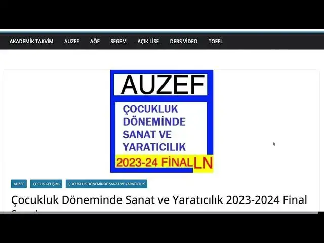 Video thumbnail for Auzef Çocukluk Döneminde Sanat ve Yaratıcılık 2024 Final Soruları