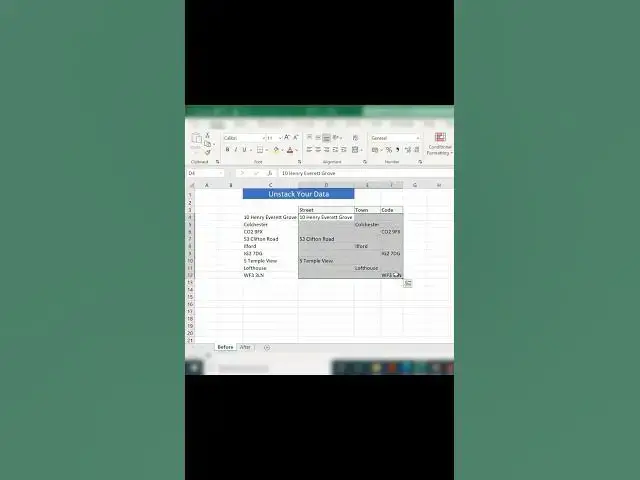 'Video thumbnail for Unstack Your Excel Data In A Few Clicks. #shorts #exceltutorial #exceltips #excelhacks'