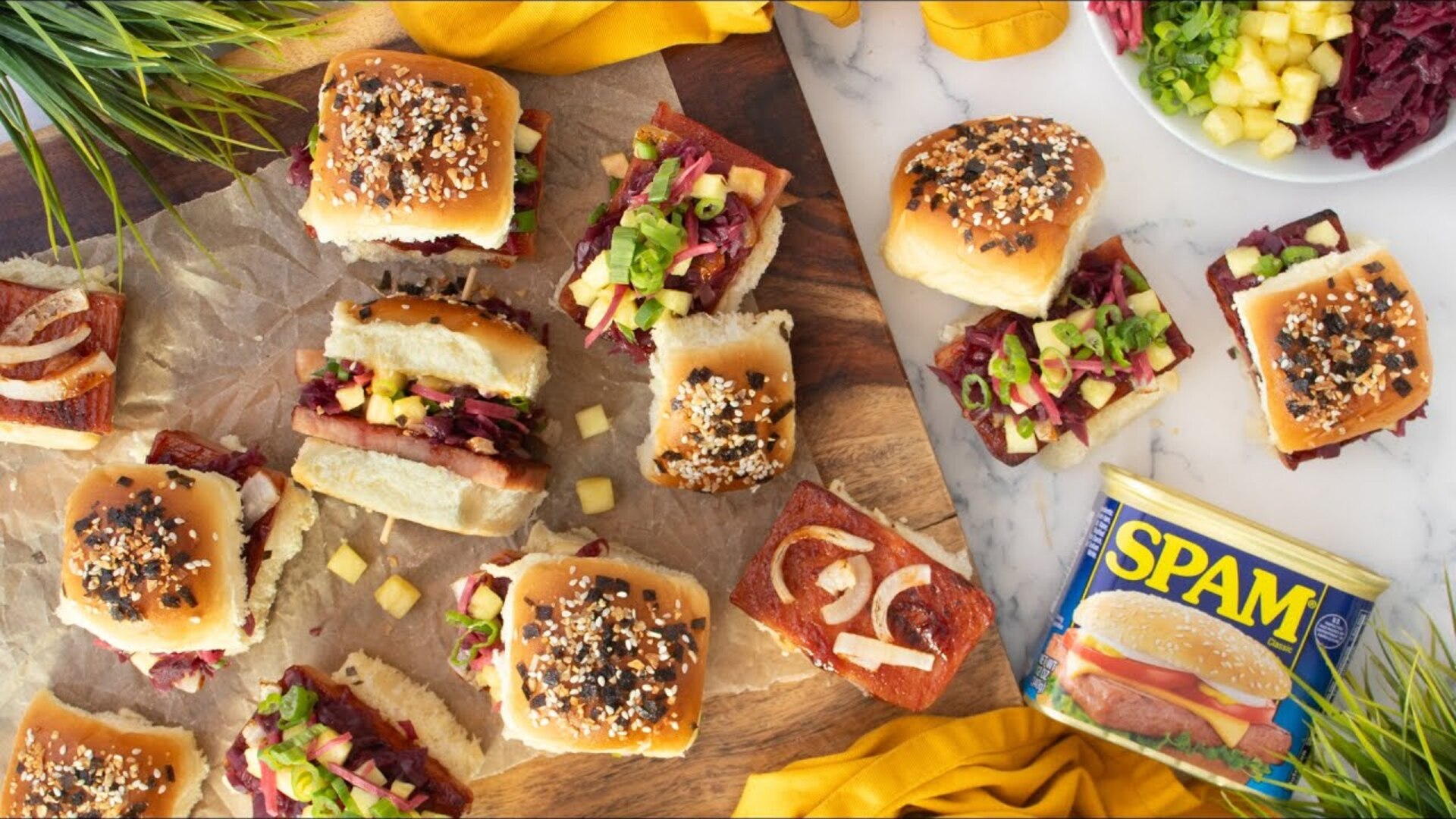 Video thumbnail for Hawaiian-Style Spam Sliders With Pineapple Slaw Recipe