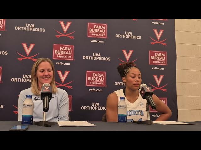 Video thumbnail for #UNC coach Courtney Banghart and guard Indya Nivar after a convincing victory at Virginia.