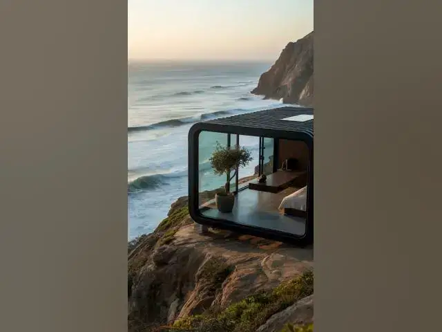 Video thumbnail for Cliffside Ocean-View Tiny Pod  #home #dreamhome #tinypod #oceanview