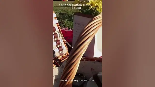 Video thumbnail for Outdoor Rattan Travel Basket with Tableware #shorts