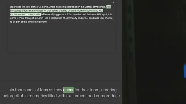 Video thumbnail for Experience the thrill of the UGA game, where passion meets tradition in a vibrant atmosphere. Join thousands of fans as they cheer for their team, creating unforgettable memories filled with excitement and camaraderie. With electrifying p