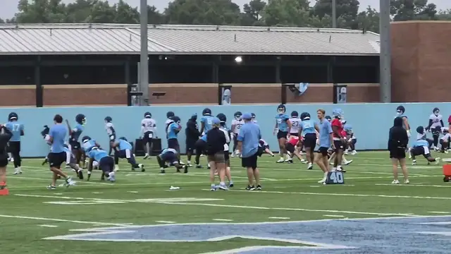 'Video thumbnail for Scenes from the first #UNC football practice under Bill Belichick'