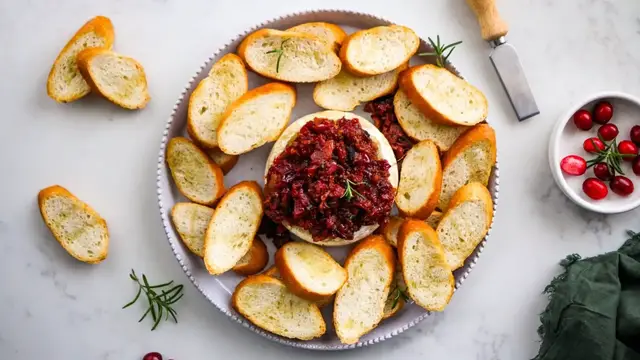 'Video thumbnail for Cranberry-Bacon Baked Brie (Holiday Appetizer) Recipe'