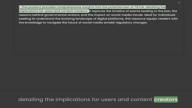Video thumbnail for 1. This product provides comprehensive insights into the potential ban of TikTok, detailing the implications for users and content creators. It explores the timeline of events leading to the ban, the reasons behind governmental actions, a