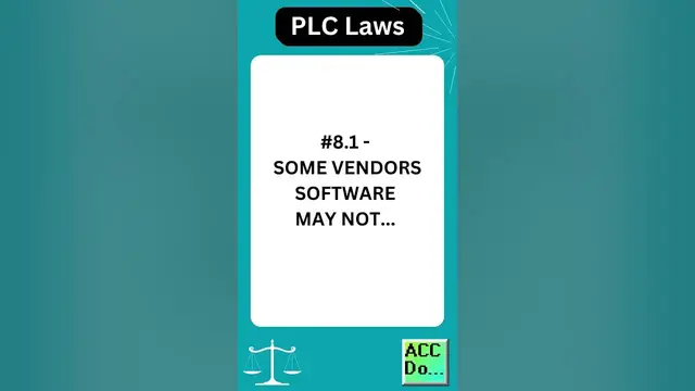 Video thumbnail for PLC Laws #8.1 - SOME VENDORS SOFTWARE MAY NOT PLAY WELL WITH OTHERS
