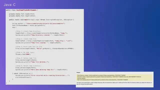 Video thumbnail for Java Create Temporary Directory and File and Delete when application terminates