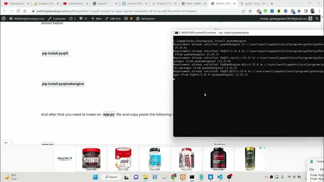 Video thumbnail for Python 3 PyQt5 Project to Open & Capture Screenshot of URL as PDF Document in Browser