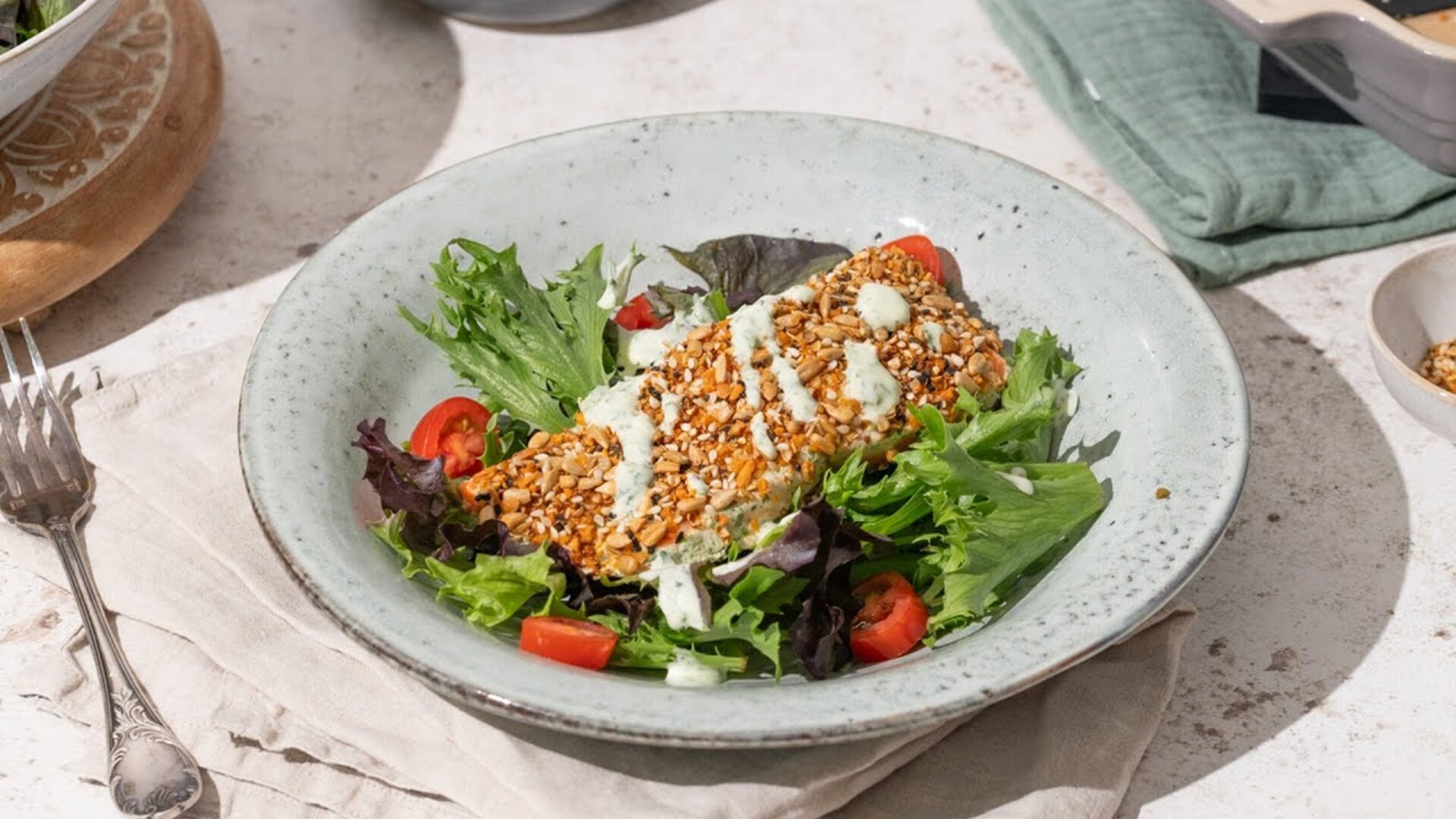 Video thumbnail for Dukkah-Crusted Trout With Lemon Yogurt Recipe