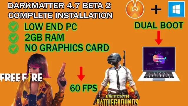 'Video thumbnail for Phoenix OS DarkMatter exo 4.7  || Beast for gaming 😈😈 || Dual boot with windows || Low end PC 2GB ||'
