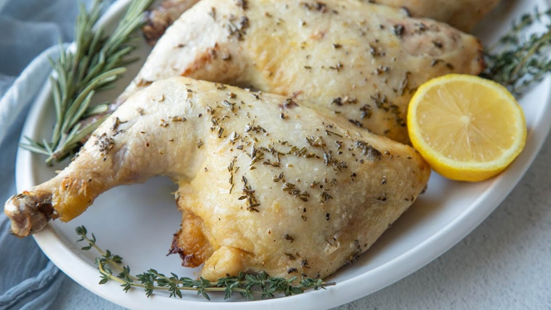Video thumbnail for Lemon-Herb Chicken Quarters Recipe