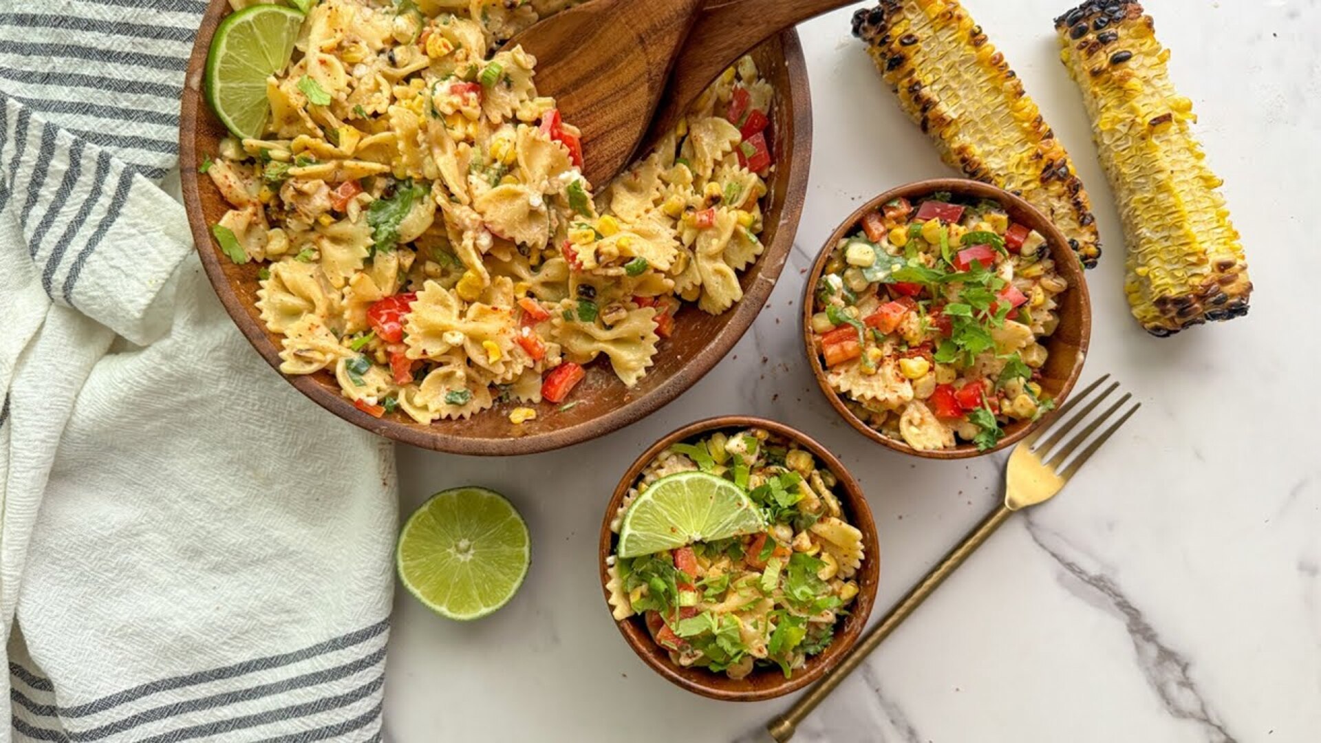 Video thumbnail for Charred Mexican Street Corn Pasta Salad Recipe
