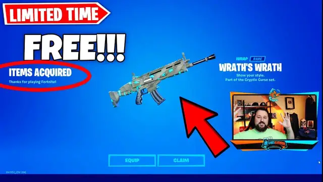 Video thumbnail for Fortnite Free Wrap Code get it in Under 2 Minutes! [Wrath's Wrath Wrap]