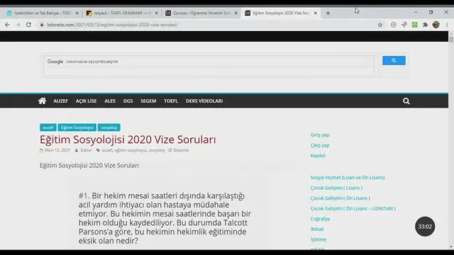 Video thumbnail for Auzef Eğitim Sosyolojisi 2020 Vize Soruları