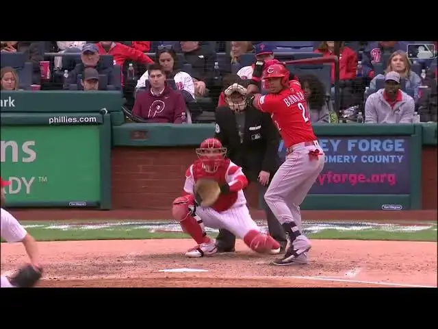 'Video thumbnail for Jose Barrero BELTS a RBI Single, Scoring Spencer Steer! | Cincinnati Reds | 4/7/2023'