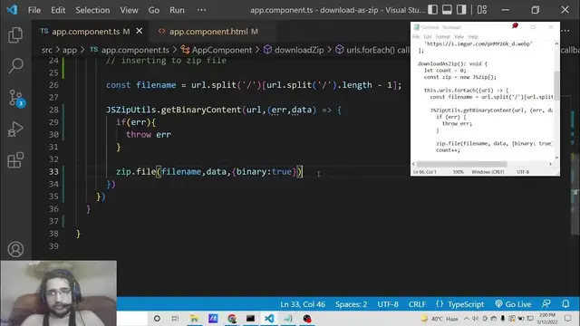 Video thumbnail for Angular 13 JSZip Example to Download & Compress Multiple Files into a ZIP File in TypeScript