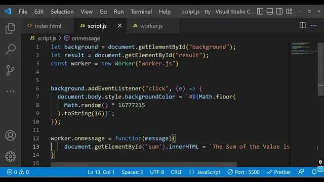 Video thumbnail for Javascript Worker Threads Example to Implement Concurrency & Parallelism Using PostMessage API