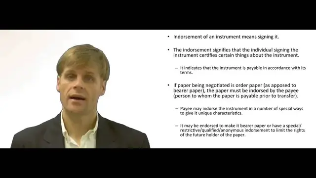 Video thumbnail for Indorsement of a Negotiable Instrument