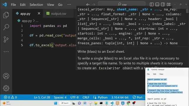 Video thumbnail for Python 3 Pandas Script to Convert CSV File to Excel & Save it as XLSX File