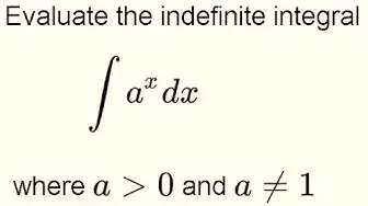 Video thumbnail for Evaluate the Indefinite Integral of a^x