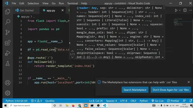 Video thumbnail for Python 3 Flask & Pandas Script to Convert CSV to HTML Table in Browser Using HTML5