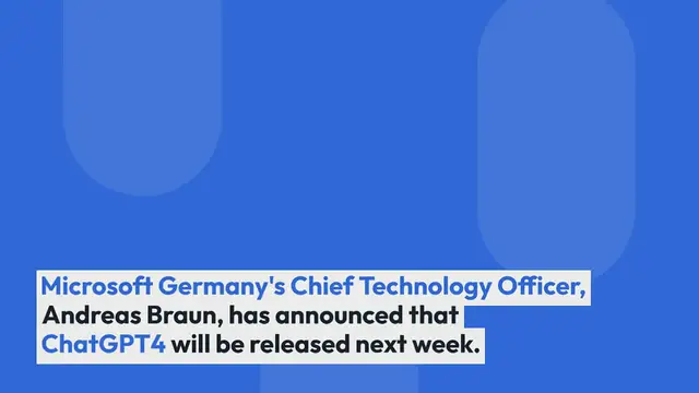 Video thumbnail for Microsoft to launch ChatGPT4 Next Week